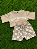 Women’s Signature Monogram Crop Set – Sand/White