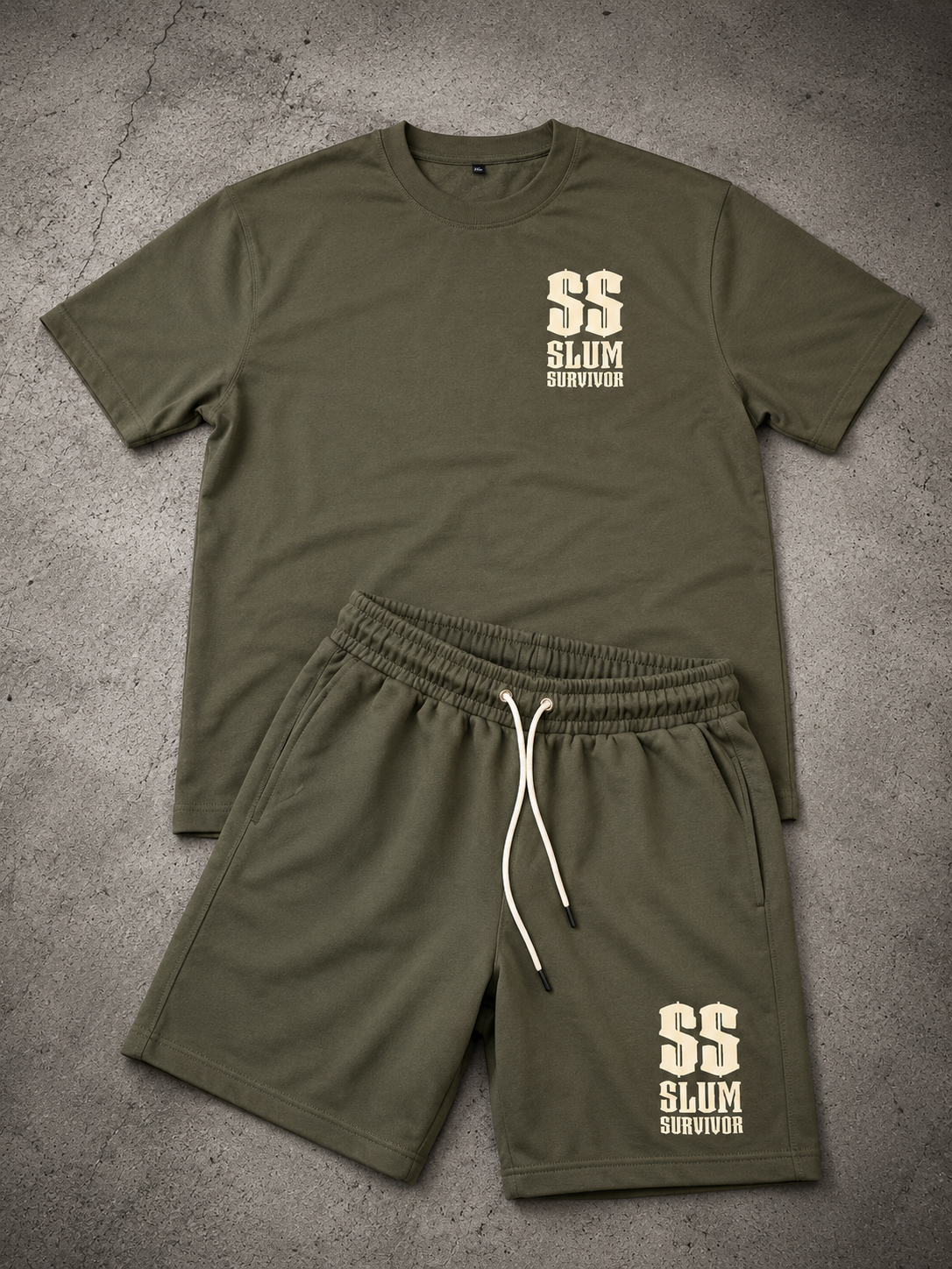 Men’s SS Logo Set – Olive/Cream