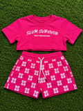Women’s Signature Monogram Crop Set – Hot Pink/White