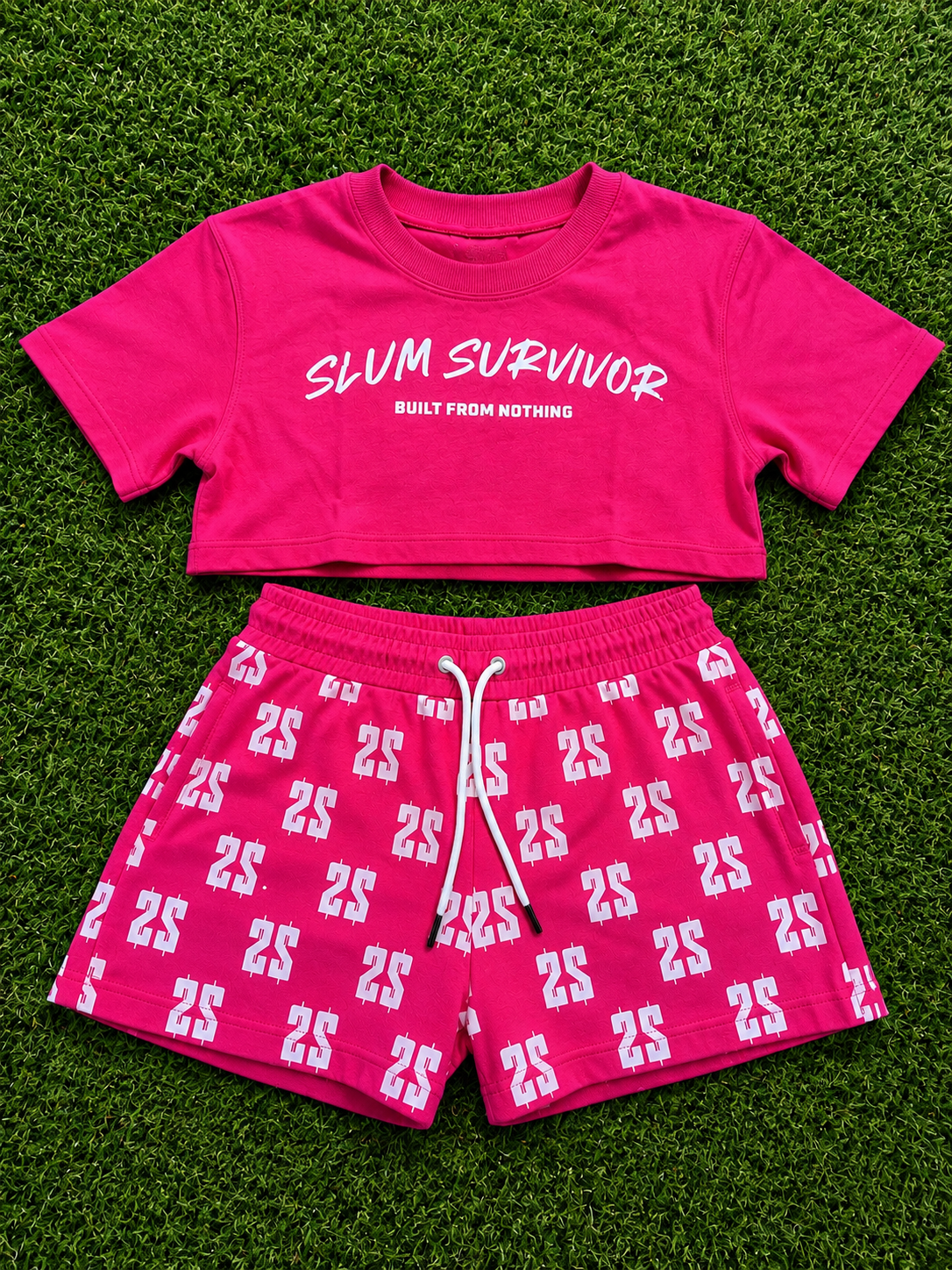 Women’s Signature Monogram Crop Set – Hot Pink/White