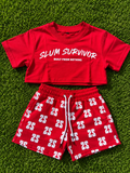 Women’s Signature Monogram Crop Set – Red/White
