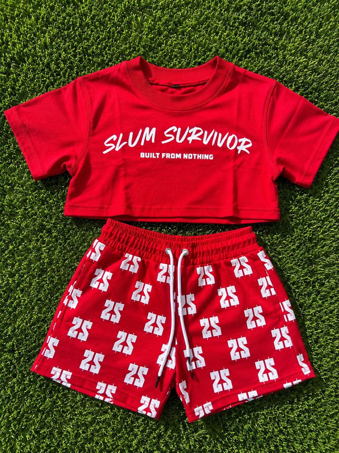 Women’s Signature Monogram Crop Set – Red/White