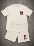 Men’s SS Logo Set – Cream/Burgundy