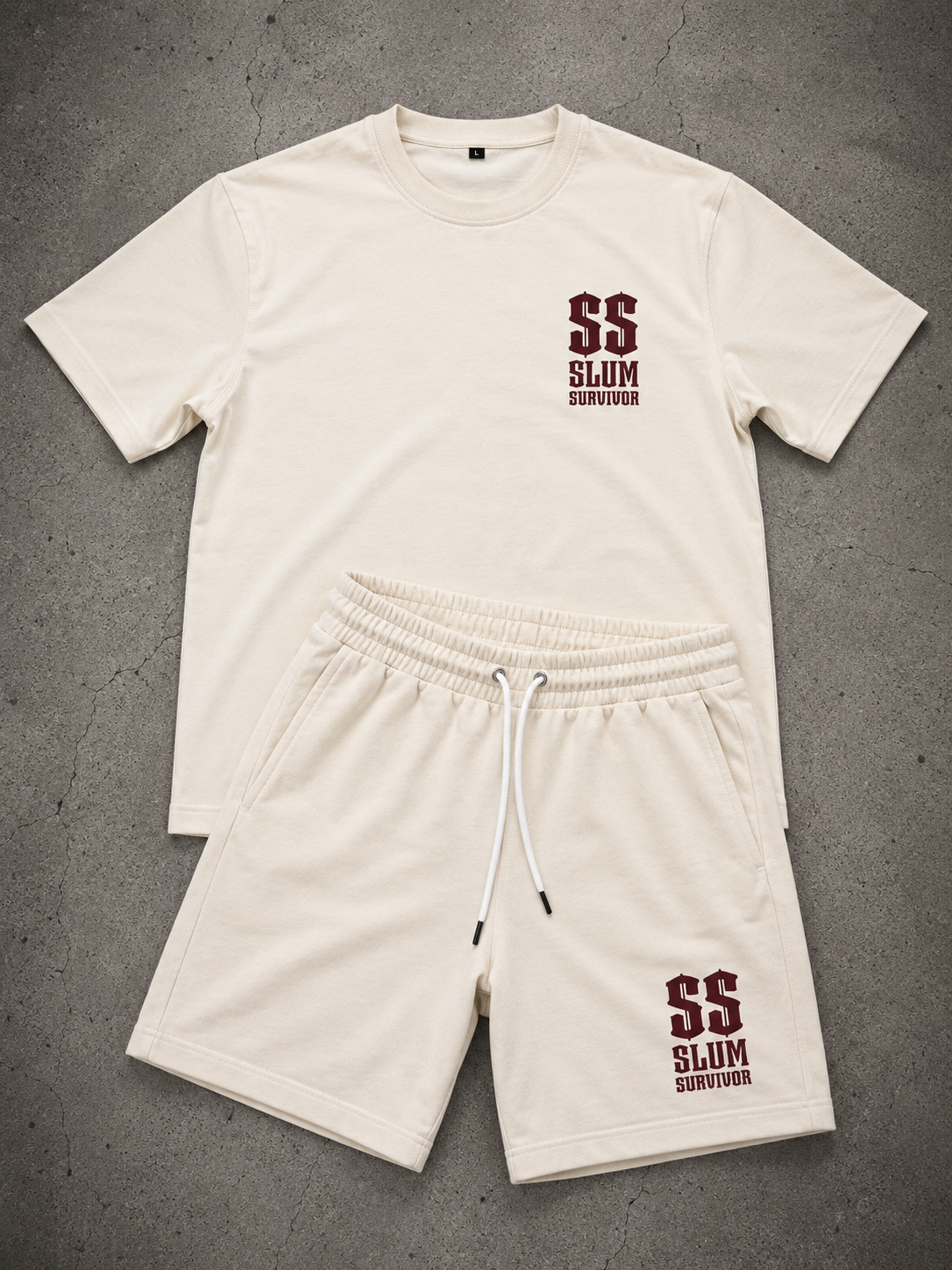 Men’s SS Logo Set – Cream/Burgundy